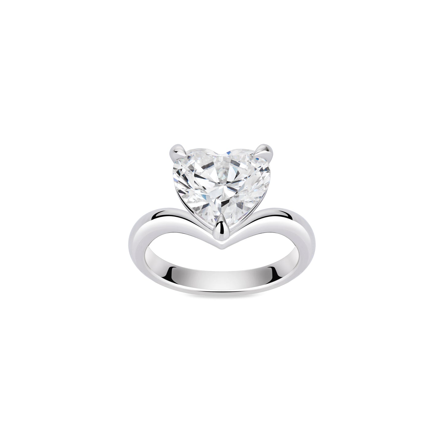 VAMERAY #6170 5 Carat Heart Cut Solitaire Chevron Ring