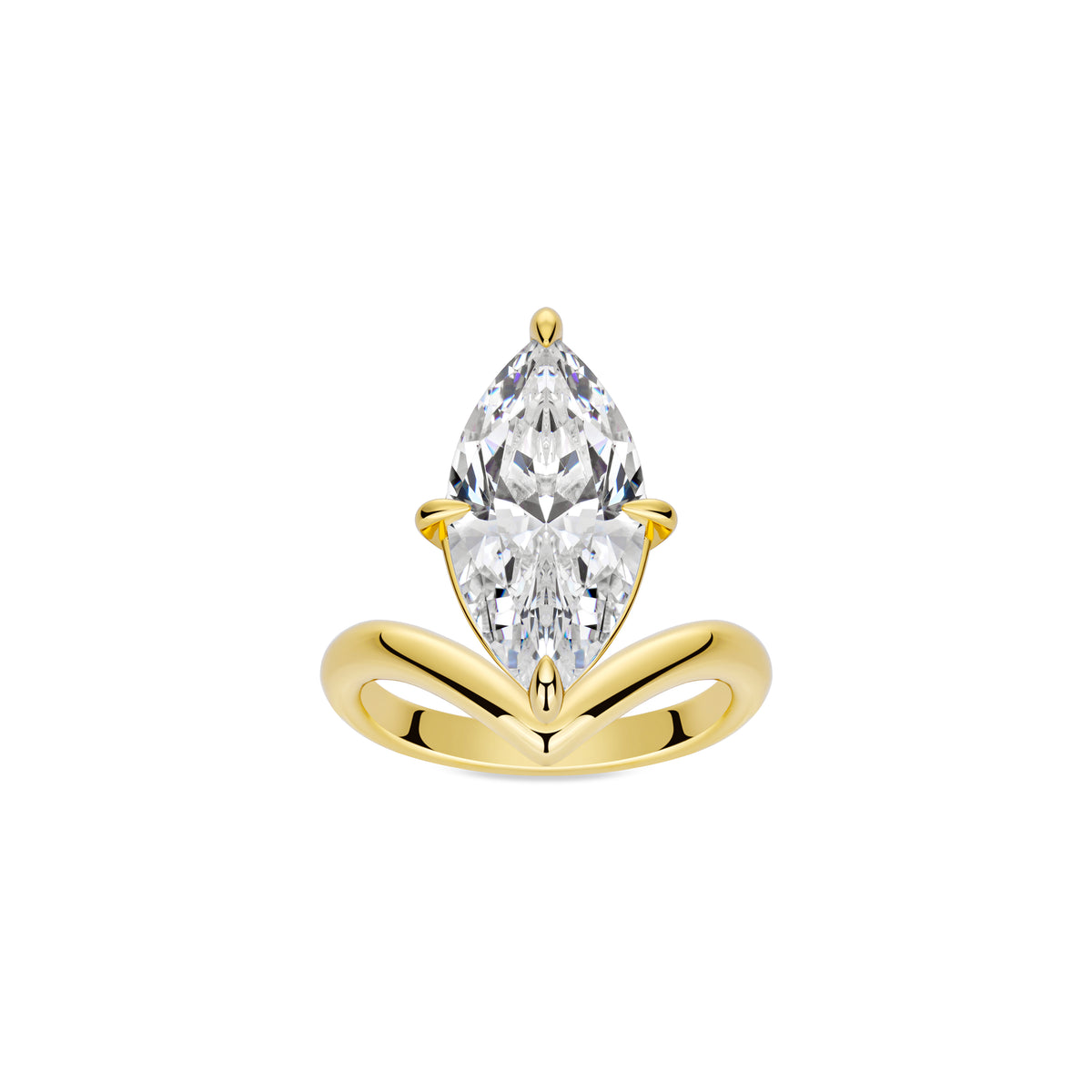 VAMERAY #7282 6 Carat Golden Marquise Cut V-Shape Solitaire Ring