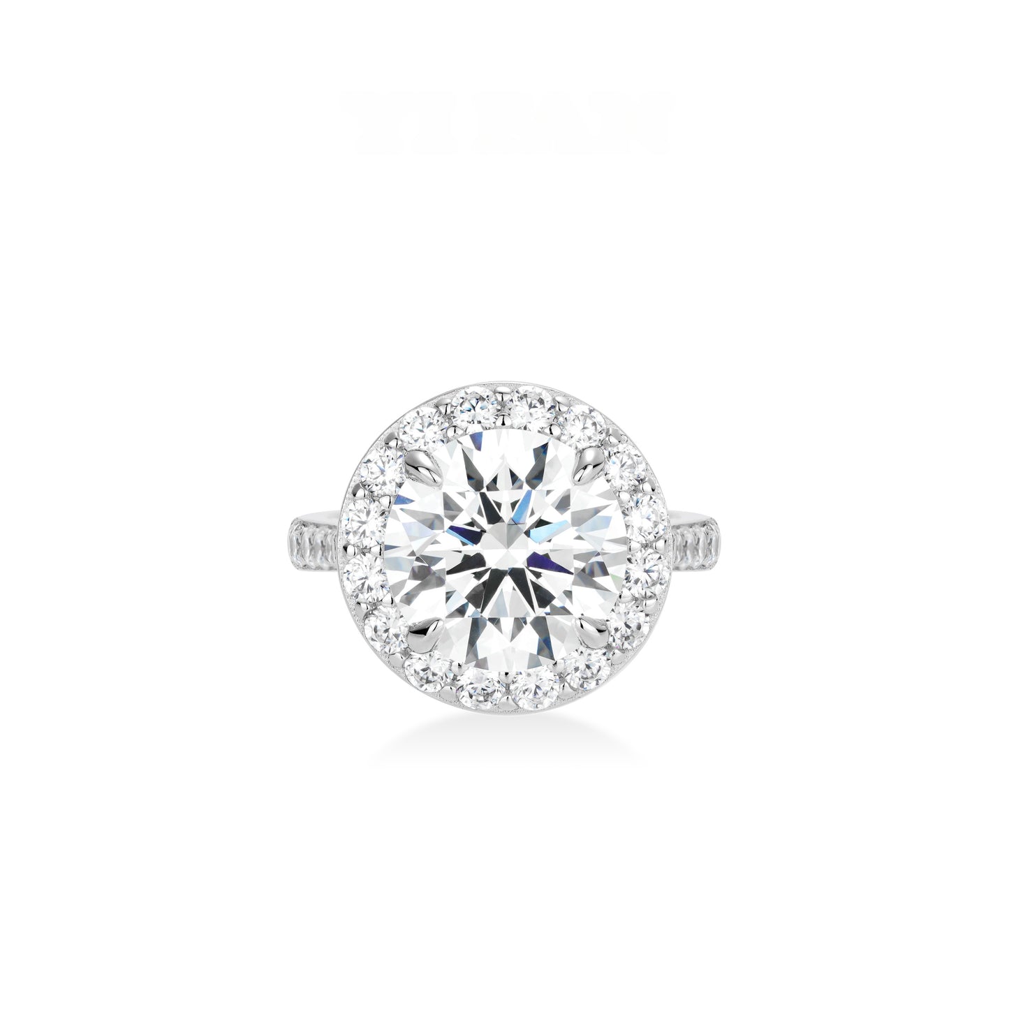 ECO Diamonds Micro-setting D color VAMERAY 8 Carat Halo Round White Ring#12118