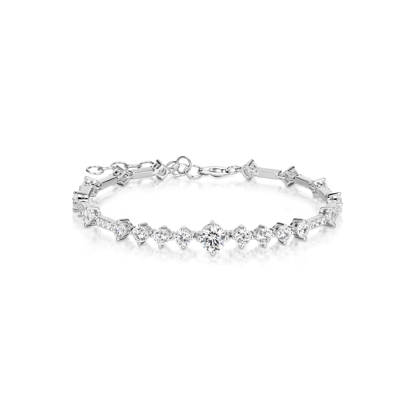 VAMERAY ECO Diamonds White Starlight 8 Carat Round Brilliant Center Station Tennis Bracelet#2276