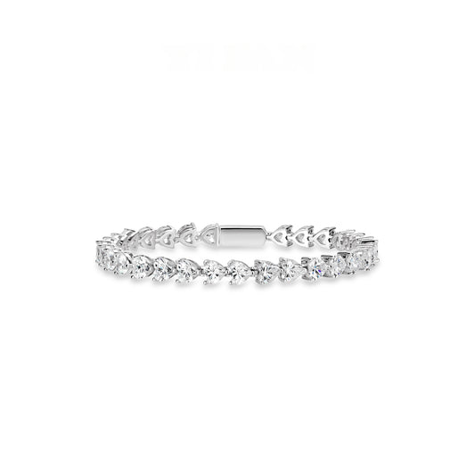ECO Diamonds VAMERAY Micro-setting 30 Carat Prong-Set Heart Cut Tennis Bracelet #3150
