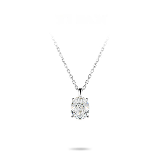 ECO Diamonds Newbie's Gift White color VAMERAY 4 Carat Promote Oval Necklace#3020