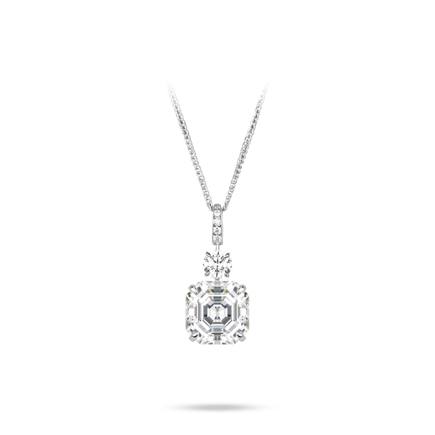 Eco Diamond Wedding collection: Modern  Brilliant Asscher-cut Rocks  exquisite Dangle Necklace #6201