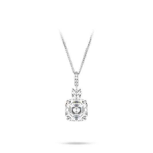 Wedding collection: Modern  Brilliant Asscher-cut Rocks  exquisite Dangle Necklace #20639 #03091