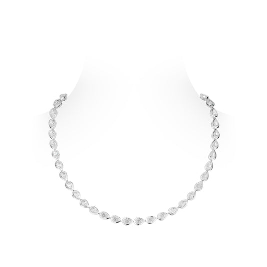 Wedding collection: Modern  Icy G color Bezel-setting Pear-cuts¡± detailed Tennis Collar Necklace (Unisex) #20635