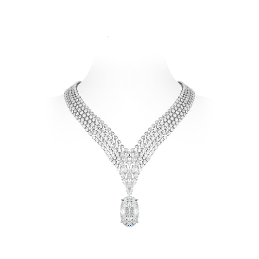 High Jewelry Collection: Luxury  King Eagle  detailed Banquet Gala Oval Necklace #21027