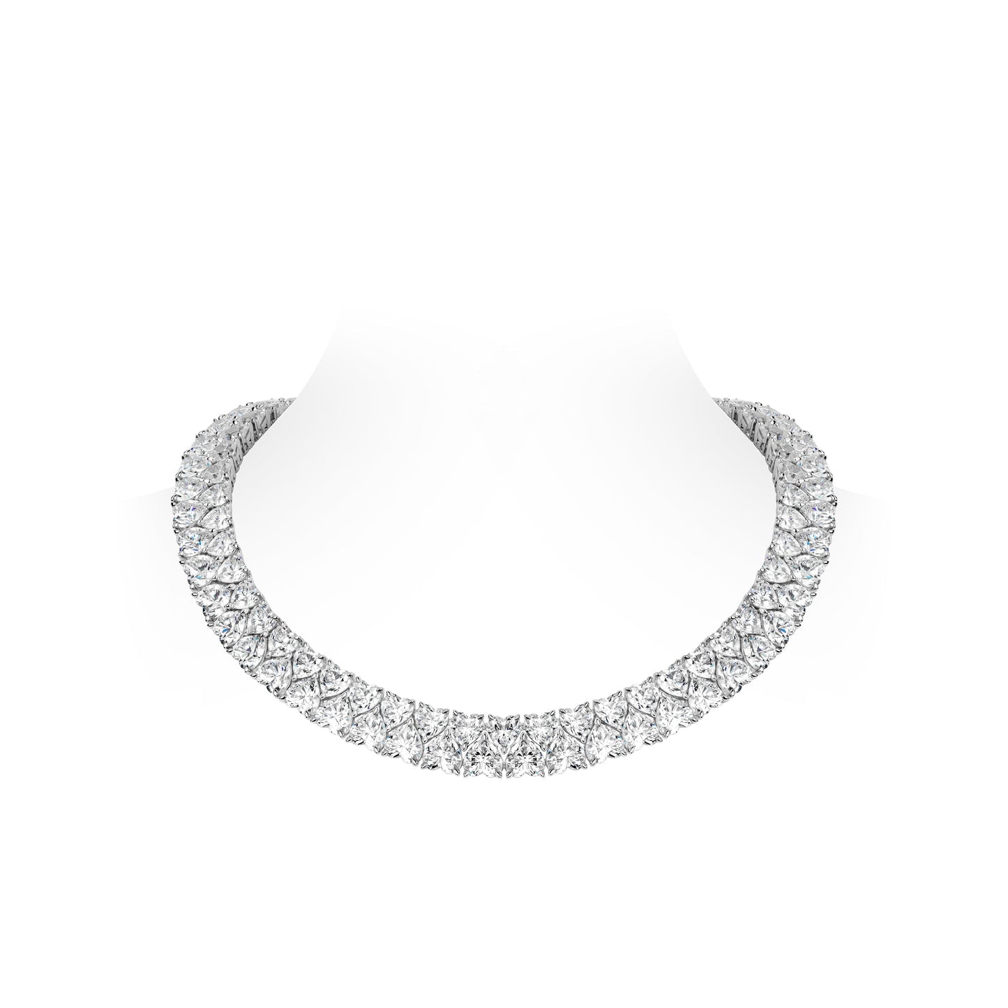 ECO Diamonds High Jewelry Collection: VAMERAY Luxury Series Graduated Heart Cut Prong-Set Tennis Necklace #6290