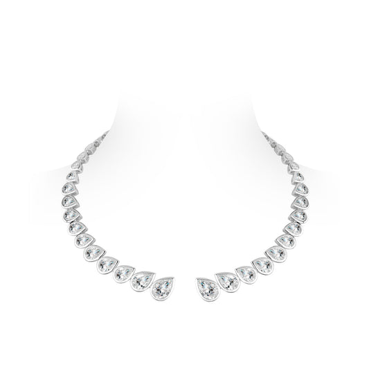 High Jewelry collection: Modern  Icy G color Bezel-setting Pear-cuts¡± detailed Collar Necklace #21348