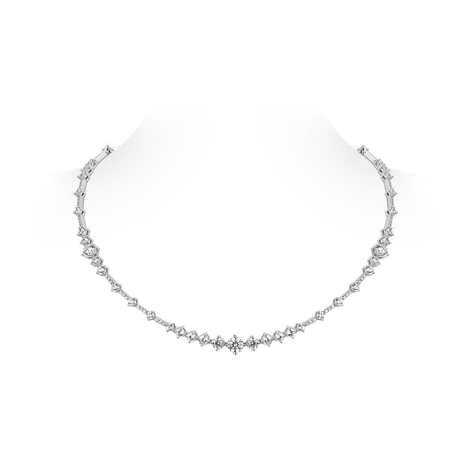 VAMERAY #2273 15 Carat Center White Starlight Round Brilliant Accent Prong-Set Tennis Necklace