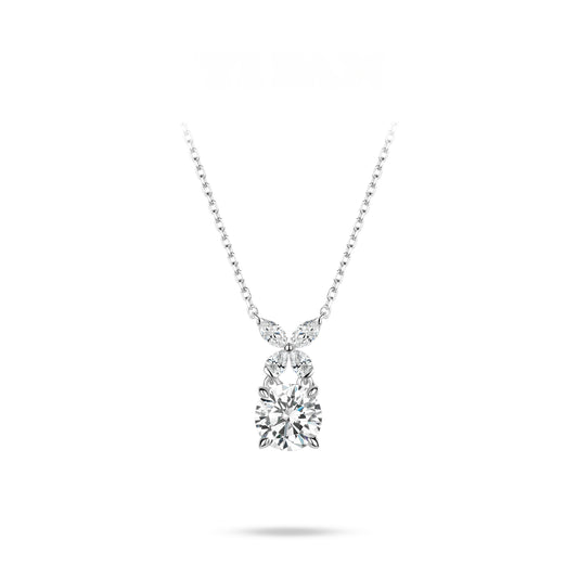 ECO Diamond Wedding Collection:VAMERAY 3.5 Carat Butterfly Marquise Accent Round Brilliant Pendant Necklace#2350