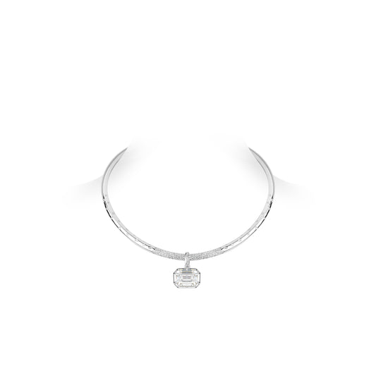 High Jewelry collection: Luxury  Emerald-cut Rock in Starry Galaxy  Multi-purpose Pendant Necklace (Detachable)