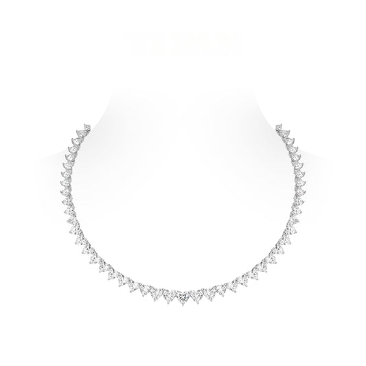 ECO Diamonds Wedding collection: VAMERAY Modern 77 Carat Prong-Set Heart Cut Tennis Necklace #3152