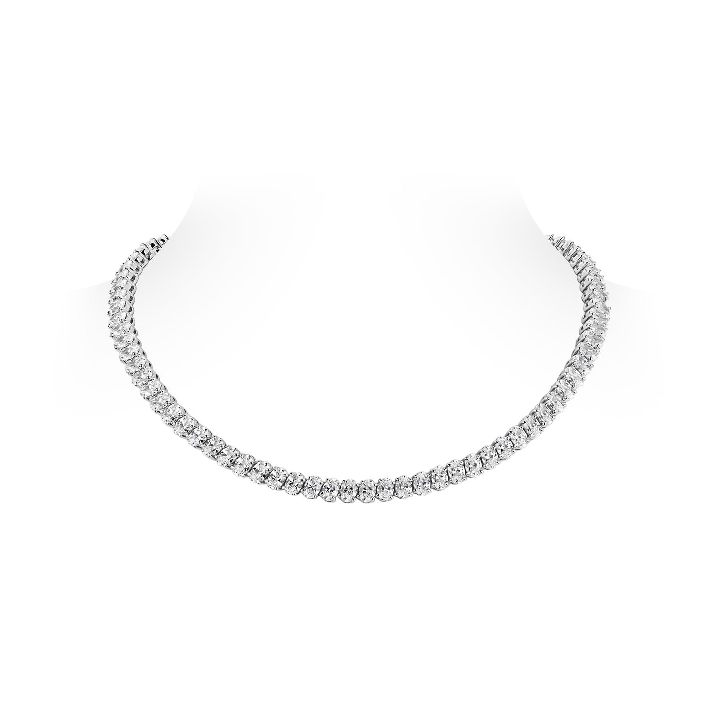 Eco Diamond VAMERAY Oval-cut White 80 Carat Prong-Set Tennis Choker/Necklace #3155