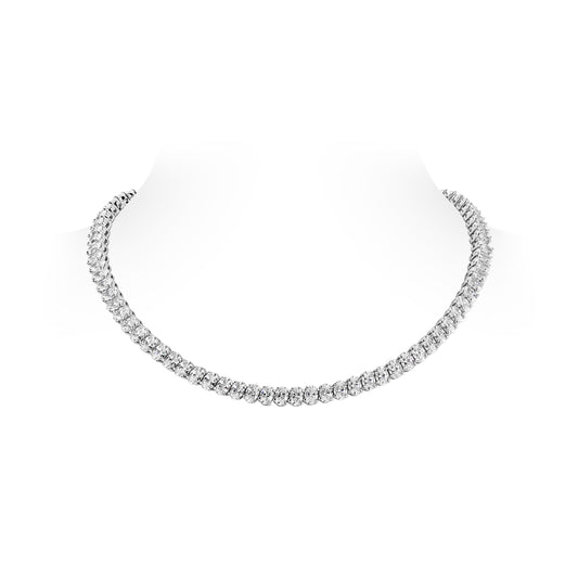 Eco Diamond VAMERAY Oval-cut White 80 Carat Prong-Set Tennis Choker/Necklace #3155