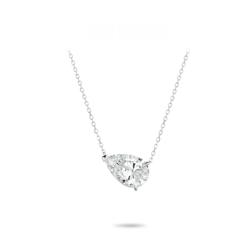 VAMERAY #3160 10 Carat Horizontal Pear Cut Solitaire Pendant Necklace