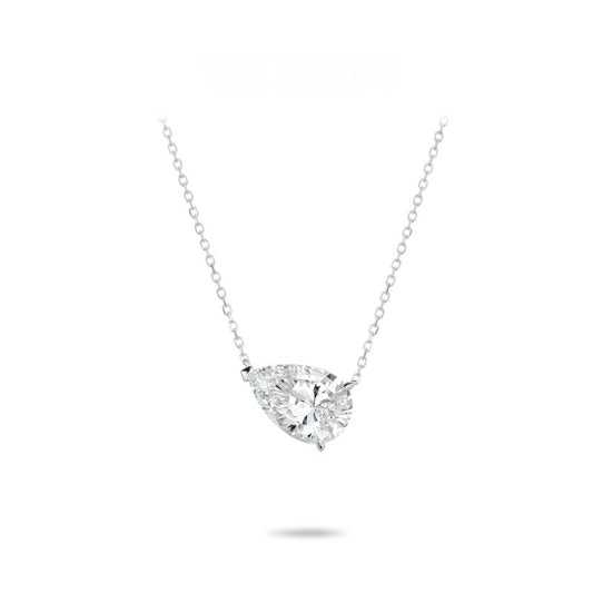 VAMERAY #3160 10 Carat Horizontal Pear Cut Solitaire Pendant Necklace