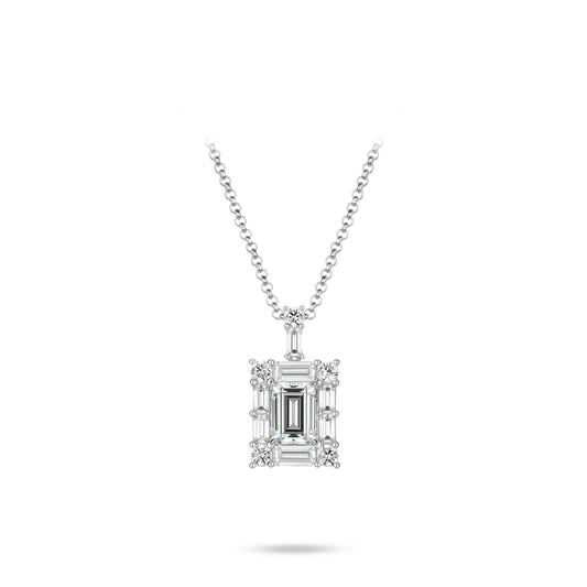 Minimalist collection: Luxury 10 Carat Emerald-cut Rock in Starry Galaxy  Multi-purpose Pendant Necklace #3170