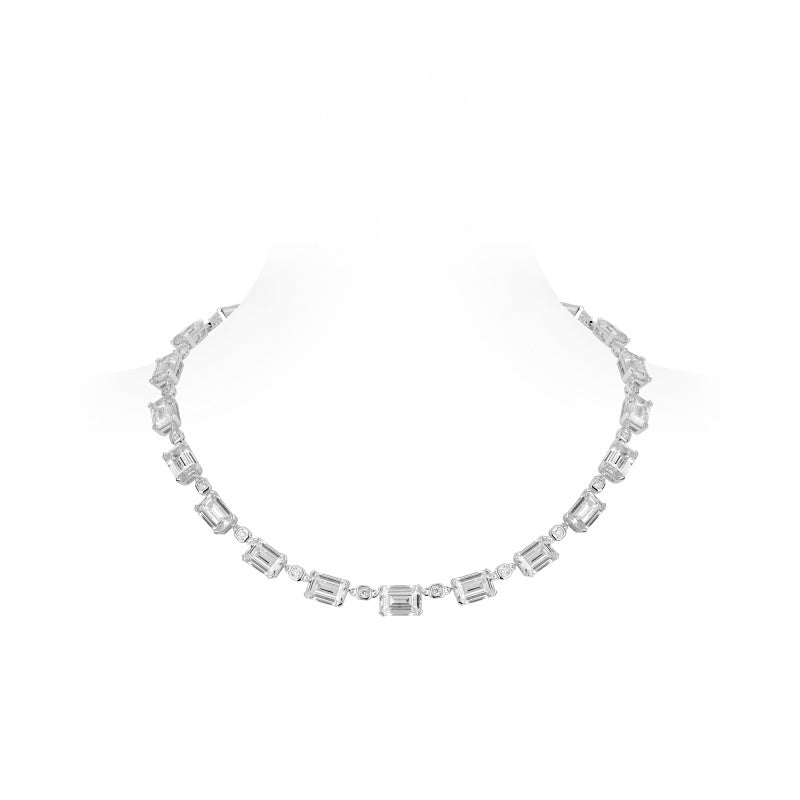 VAMERAY #3172 110 Carat Multi-Cut Station Prong-Set Tennis Necklace