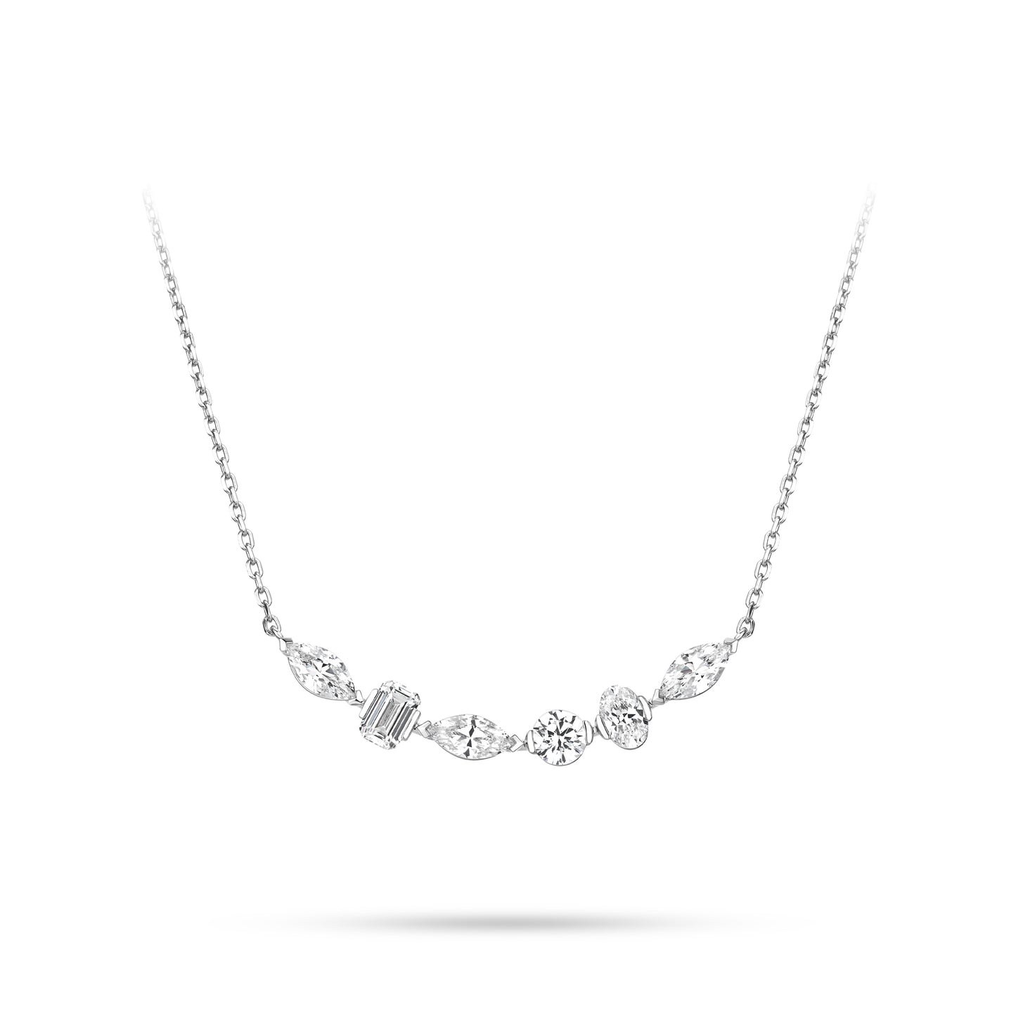 VAMERAY #3274 5 Carat Multi-Cut Linear Station Prong-Set Pendant Necklace