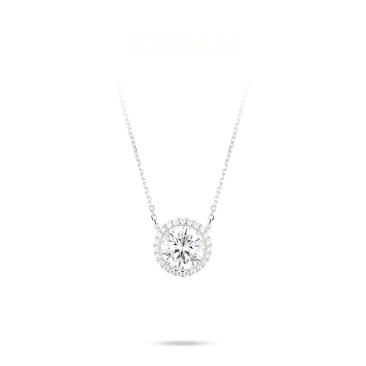 ECO Diamonds Micro-setting D color VAMERAY #3277 10 Carat Round Brilliant Halo Pendant Necklace