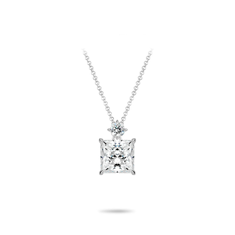 VAMERAY #3302 12 Carat Multi-Cut Princess Cut Accent Solitaire Pendant Necklace