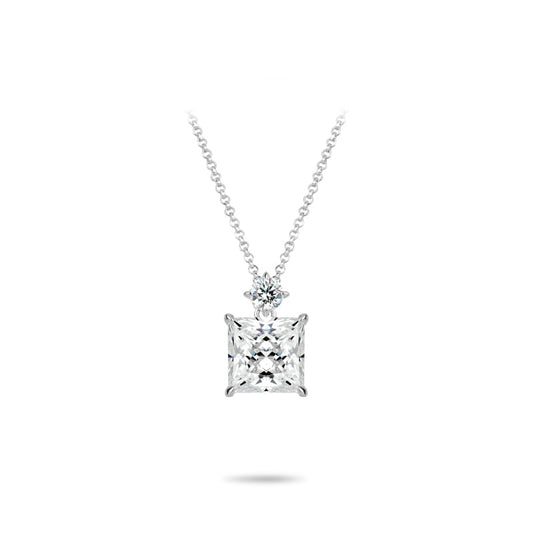 VAMERAY #3302 12 Carat Multi-Cut Princess Cut Accent Solitaire Pendant Necklace