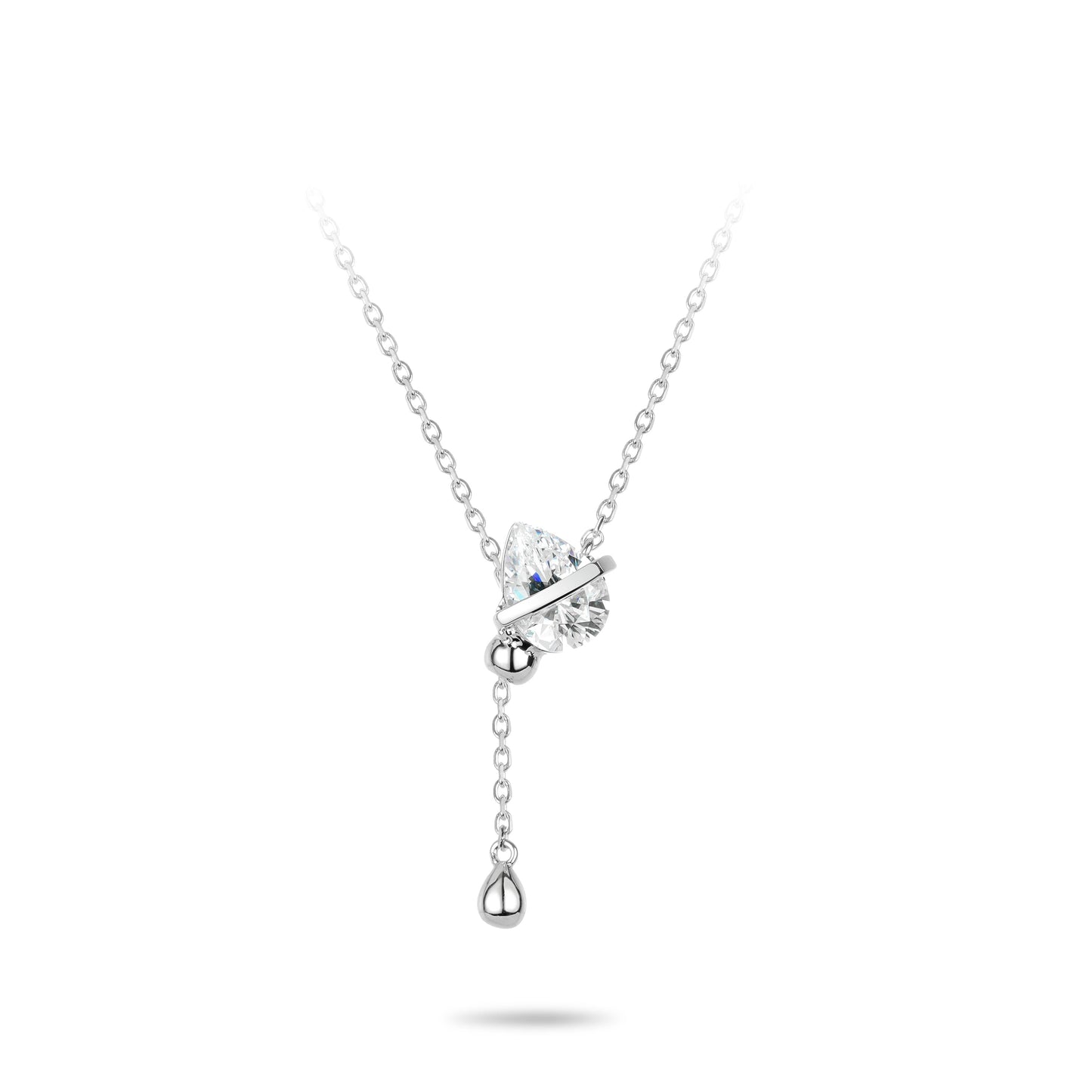 VAMERAY #3431 2.5 Carat Pear Cut Solitaire Drop Pendant Necklace