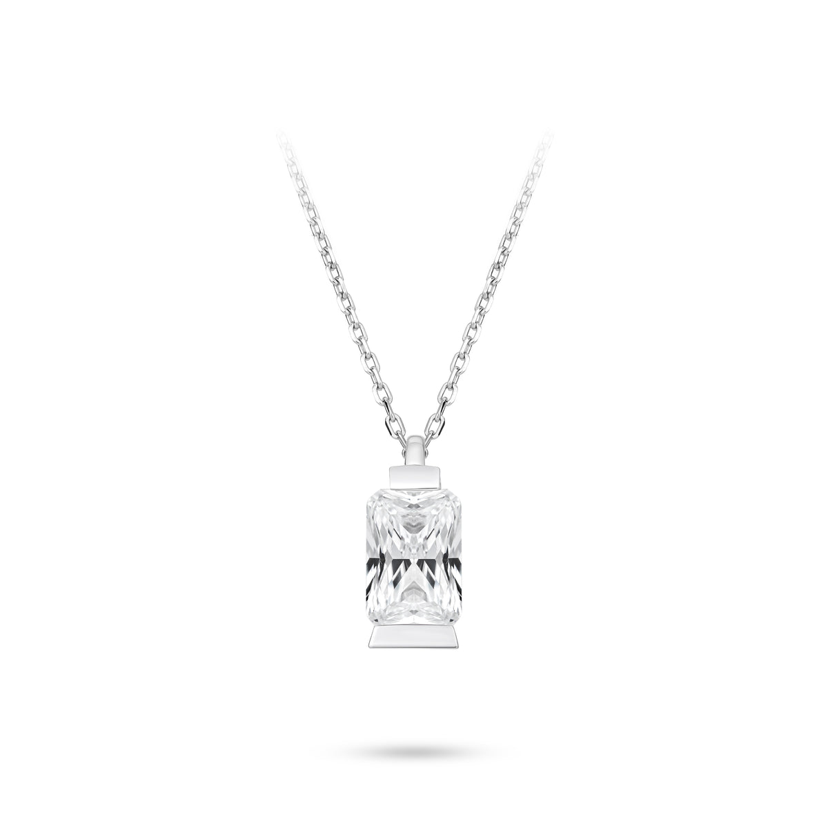 VAMERAY #4405 5 Carat Barrel Cut Solitaire Bezel-Prong Set Pendant Necklace
