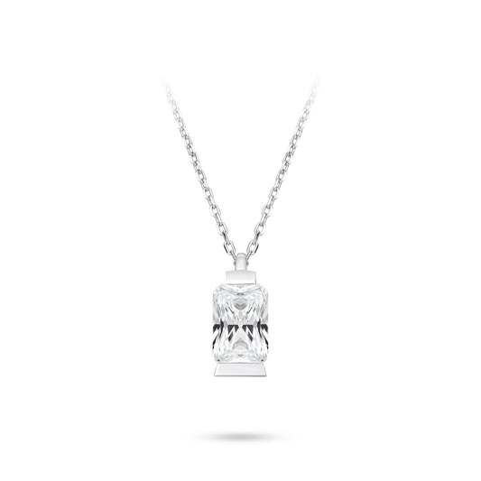 VAMERAY #4405 5 Carat Barrel Cut Solitaire Bezel-Prong Set Pendant Necklace