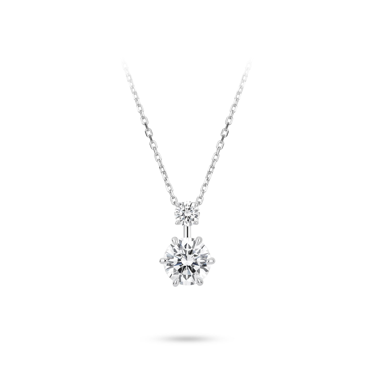 VAMERAY #4900 3.5 Carat Round Brilliant Two-Stone Prong-Set Pendant Necklace