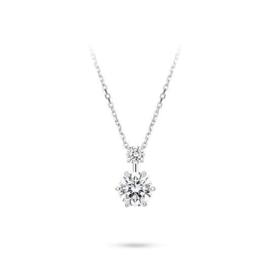VAMERAY #4900 3.5 Carat Round Brilliant Two-Stone Prong-Set Pendant Necklace