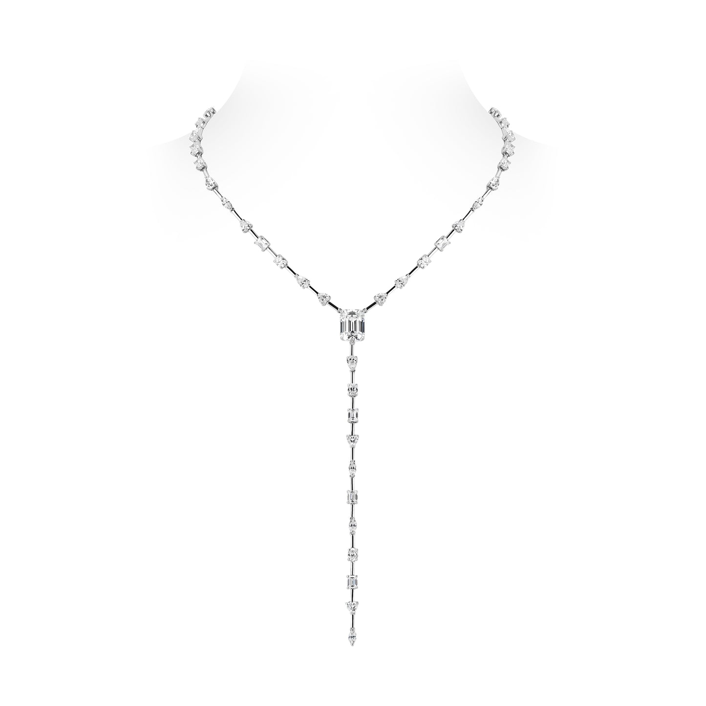 VAMERAY #4905 15 Carat Emerald Cut Center Lariat Y-Drop Pendant Necklace