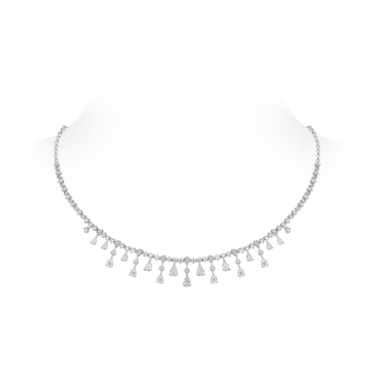 VAMERAY #4912 10 Carat Graduated Pear Cut Drop Accent Tennis Choker Necklace