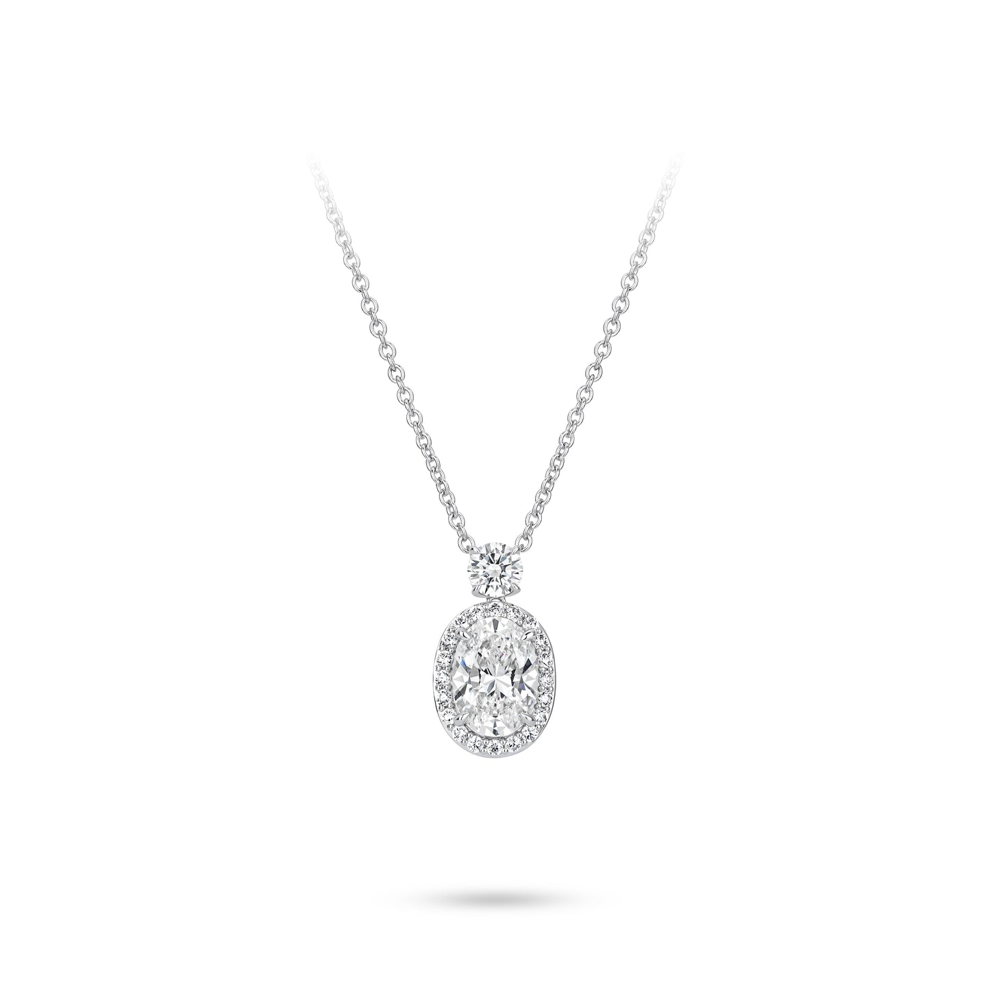 VAMERAY #4995 10 Carat Oval Cut Halo Prong-Set Pendant Necklace
