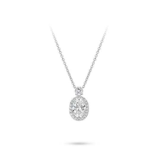 VAMERAY #4995 10 Carat Oval Cut Halo Prong-Set Pendant Necklace