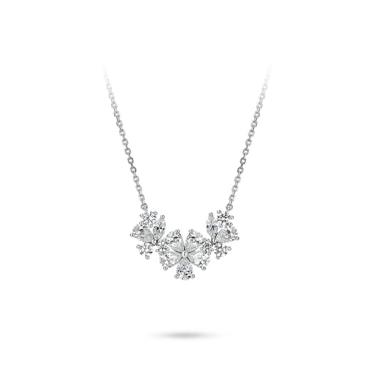 VAMERAY #6123 8 Carat Pear Cut Round Brilliant Flower Bouquet Pendant Necklace