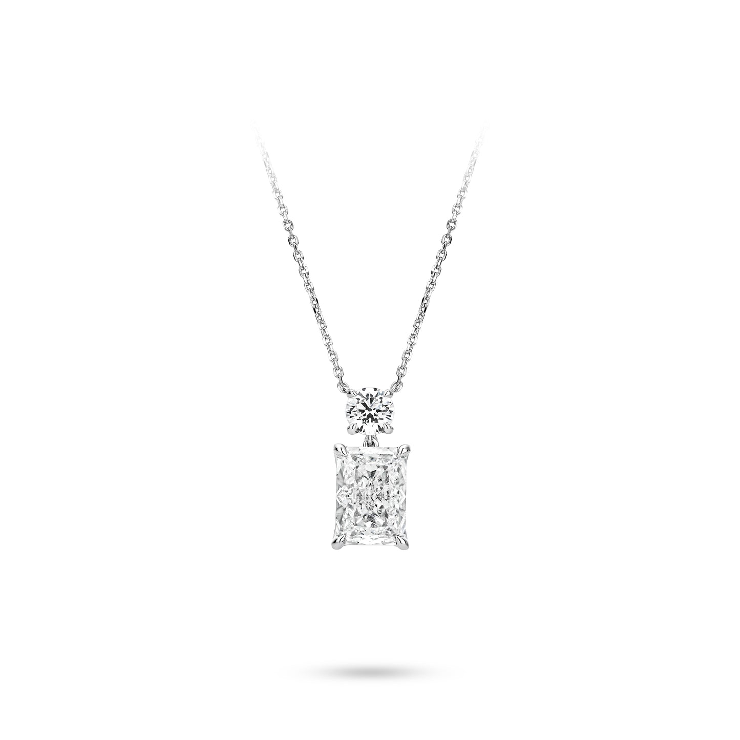 VAMERAY #6126 8 Carat Two-Stone Round & Princess Cut Pendant Necklace