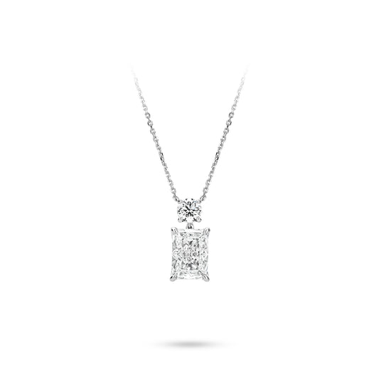 VAMERAY #6126 8 Carat Two-Stone Round & Princess Cut Pendant Necklace
