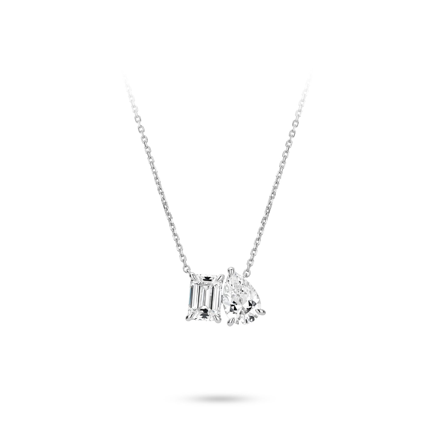 VAMERAY #6163 6 Carat Toi Et Moi Emerald Cut Pear Cut Pendant Necklace