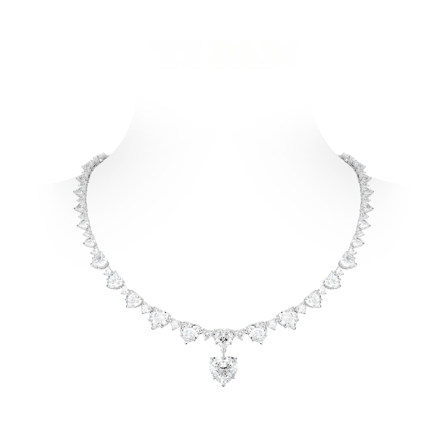 Luxury Series Graduated Heart Cut Center Drop Tennis Necklace #6206