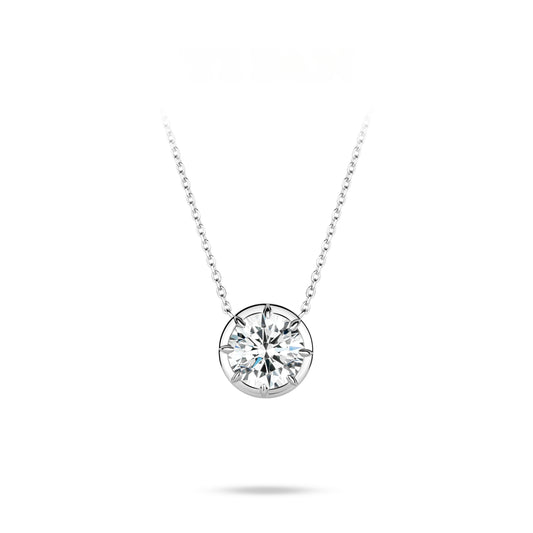 ECO Diamonds Micro-setting D color VAMERAY #6500 9 Carat Round Brilliant 8-Prong Solitaire Pendant Necklace