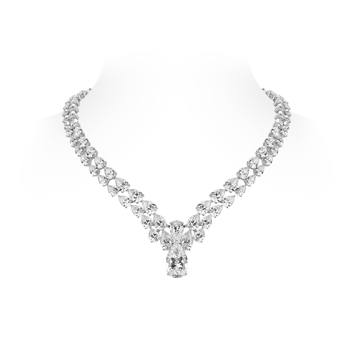 VAMERAY Luxury Series Graduated Pear Cut Drop Tennis Necklace#7002