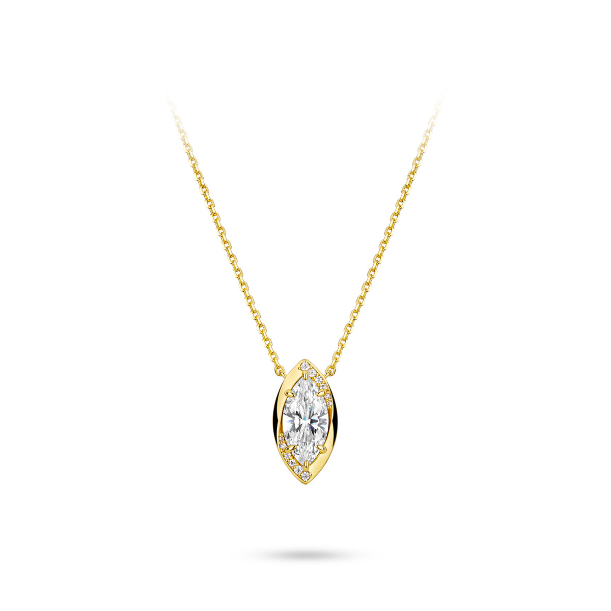 VAMERAY #7293 3 Carat Golden Marquise Cut Pave Accent Pendant Necklace