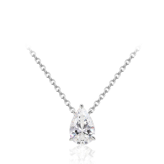 ECO Diamonds Newbie's Gift White color VAMERAY 3 Carat Promote Pear Necklace#3011