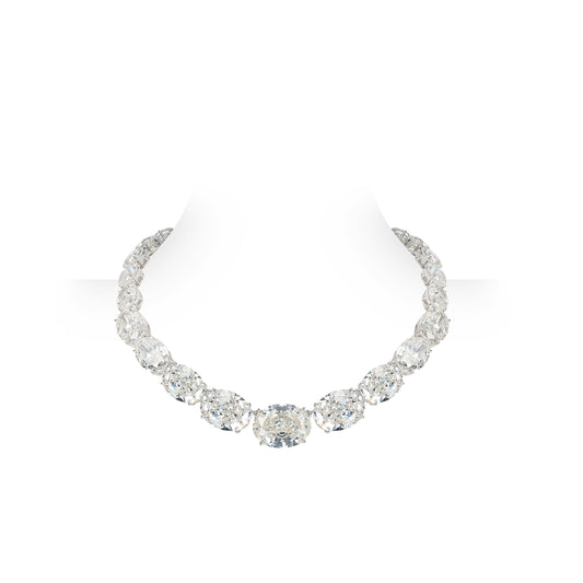 ECO Diamonds High Jewelry Collection: Limited edition for order: G color ovals in big carats tennis necklace #3600