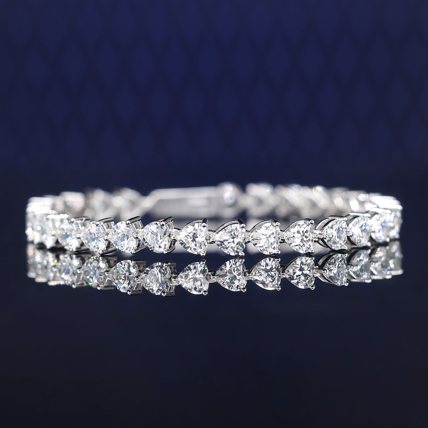 ECO Diamonds VAMERAY Micro-setting 30 Carat Prong-Set Heart Cut Tennis Bracelet #3150