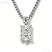 custom 80 Carat Radiant Cut Statement Pendant Necklace | 24" Twisted Rope Chain Custom Handmade Jewelry