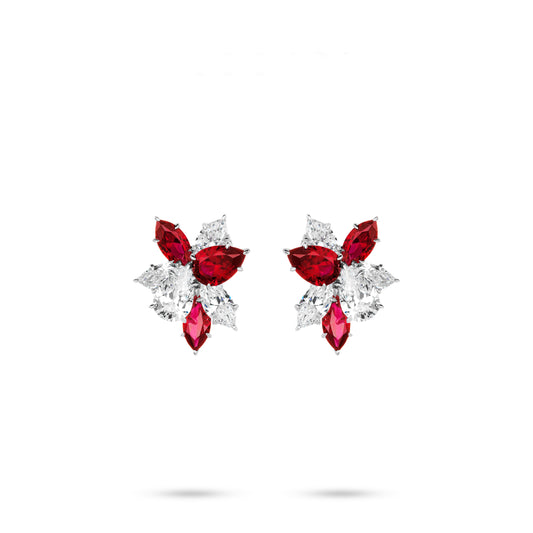Ruby color collection: Eco Diamond Pear Marquise cut earring