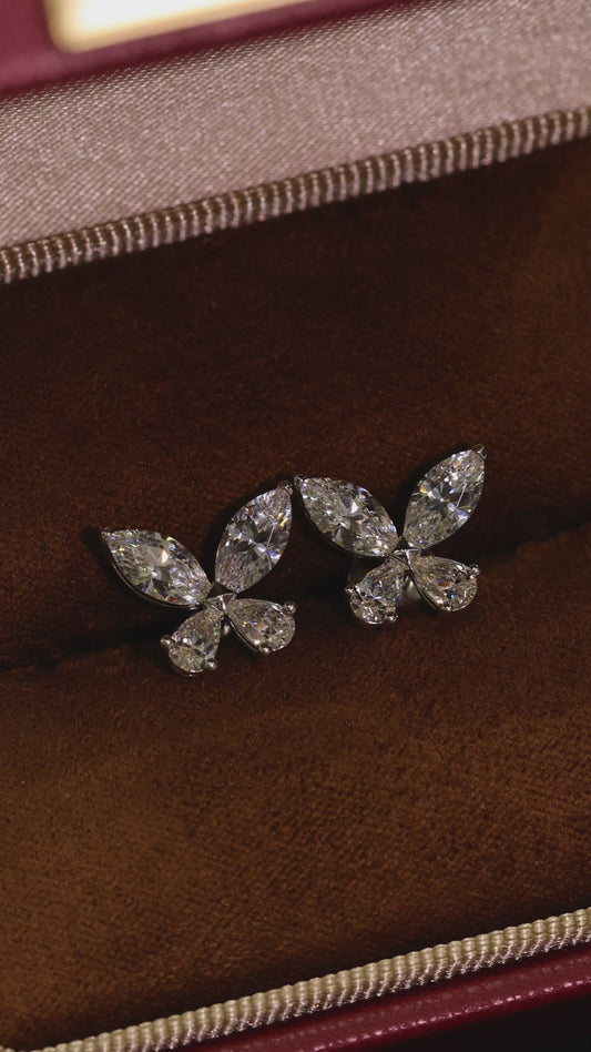 Eco Diamond Minimalist colection: VAMERAY Modern Marquise & Pear cuts Brilliant Butterfly delicate Earrings3.5 Carat In Each#2277
